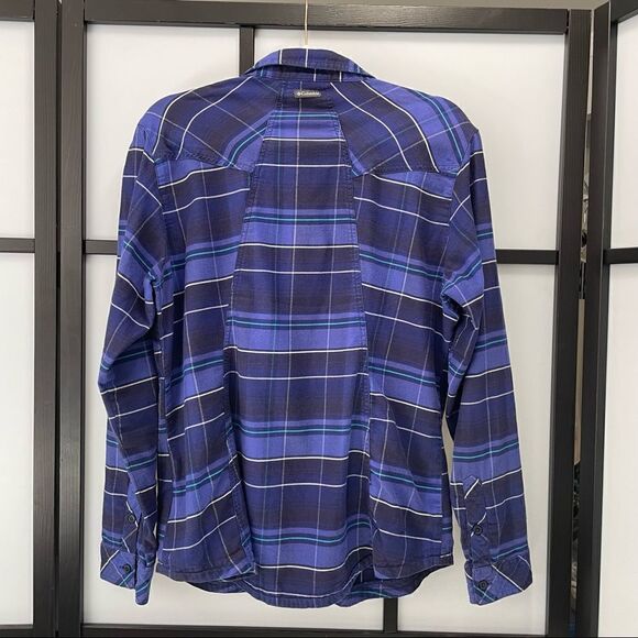 [xl] Columbia Women’s Purple Blue & White Plaid Long Sleeve Button Down Shirt - Picture 6 of 14